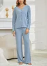Regular Fit Casual V Neck Pajama Set