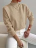 Women Plain Long Sleeve Comfy Street Split Joint Sweater