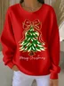 Casual Crew Neck Christmas Sweatshirt Printing