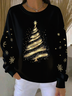 Casual Crew Neck Christmas Sweatshirt Printing