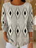 Women Abstract Long Sleeve Comfy Casual Printing Sweater