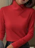 Long Sleeve Plain Printing Regular Micro-Elasticity Regular Fit Blouse For Women