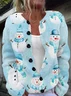 Women Christmas Snowman Long Sleeve Comfy Vintage Printing Cardigan
