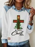 Casual Shawl Collar Christmas Sweatshirt