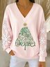 Casual V Neck Christmas Sweatshirt