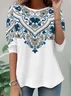 Casual Ethnic Crew Neck Long Sleeve T-shirt