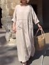 Women Plain Spring/Fall Dress Crew Neck Long Sleeve A-Line Dress