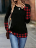 Casual Plaid Crew Neck Long Sleeve T-shirt