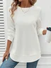 Casual Plain Crew Neck Long Sleeve T-shirt